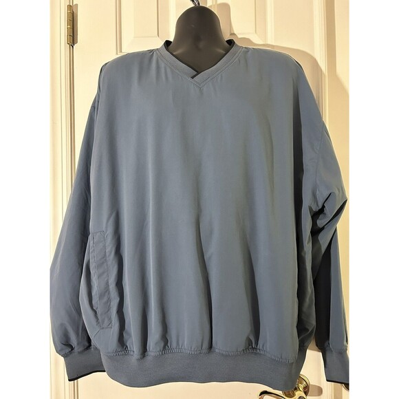 Cabelas Outdoor Gear Windbreaker Pullover Mens XL Blue V Neck 95-0356 Vintage - Picture 1 of 6